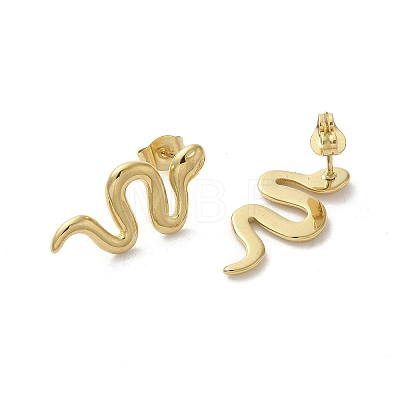 304 Stainless Steel Snake Stud Earrings for Women EJEW-A035-01G-1