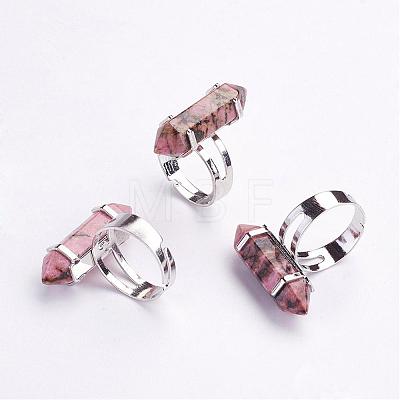 Natural Mixed Stone Finger Rings RJEW-P120-A-1