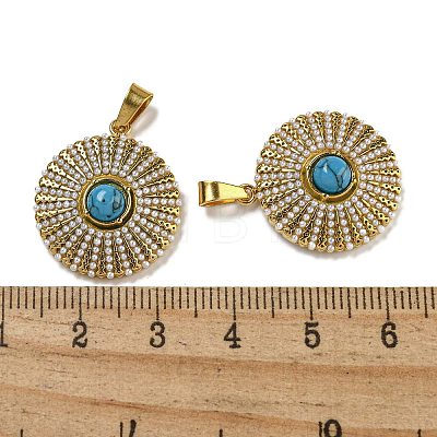 Ion Plating(IP) 304 Stainless Steel Pave Synthetic Turquoise Pendants STAS-U024-16G-01-1