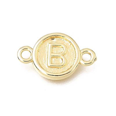 Brass Disc with Initial Links Connector Charms KK-E802-36G-B-1