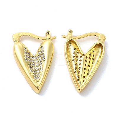 Clear Cubic Zirconia Heart Hoop Earrings EJEW-A095-01G-1