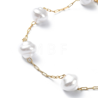 ABS Plastic Imitation Pearl Beaded Chain Anklets AJEW-AN00540-1