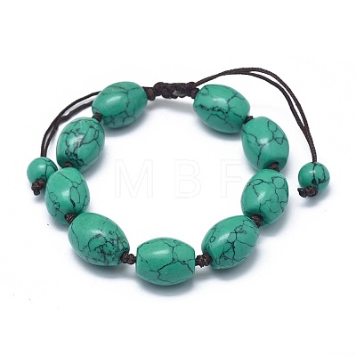 Synthetic Turquoise Braided Bead Bracelets BJEW-K212-F-1