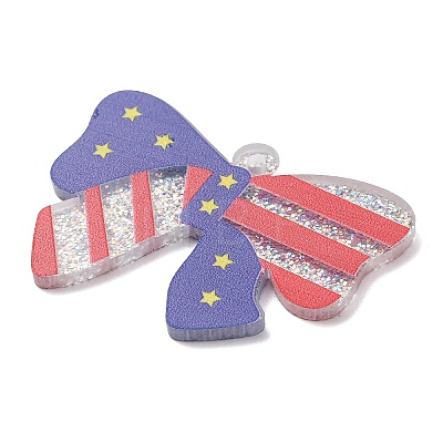 Independence Day Printed Transparent Acrylic Pendants OACR-B055-02G-1