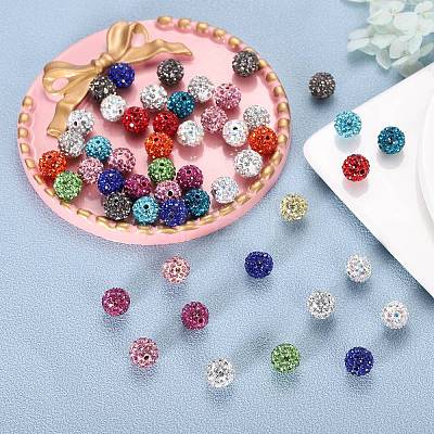 60Pcs 12 Colors Polymer Clay Rhinestone Beads RB-SZ0001-05-1