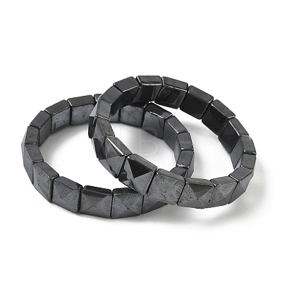 Natural Black Stone Beads Stretch Bracelets for Women Men BJEW-C097-06-12-1