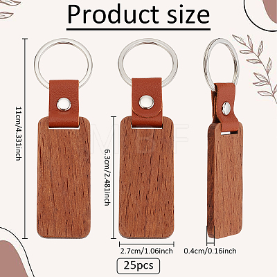 Rectangle Wood Blank Pendant Keychain FIND-WH0016-44-1