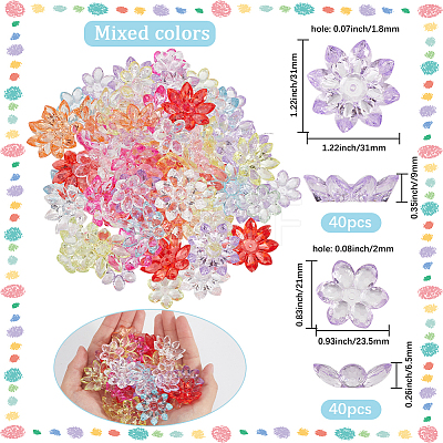 80Pcs 2 Styles Transparent Acrylic Bead Caps TACR-SP0001-28-1