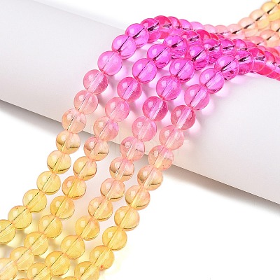 Baking Painted Transparent Glass Beads DGLA-M001-8mm-05-1