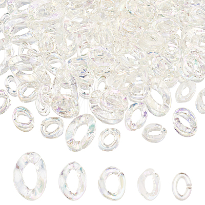 150Pcs 5 Style Transparent Acrylic Linking Rings OACR-DC0001-01-1