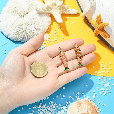 2Pcs 2 Colors Brass Enamel Pendants KK-CJ0005-79-1