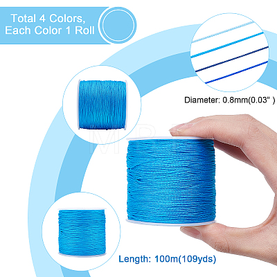   4 Rolls 4 Colors Nylon Thread Nylon String for Beading Jewelry Making NWIR-PH0001-84-1