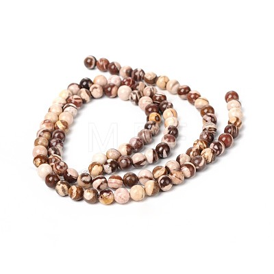 Natural Zebra Jasper Round Bead Strands G-M172-8mm-02-1-1