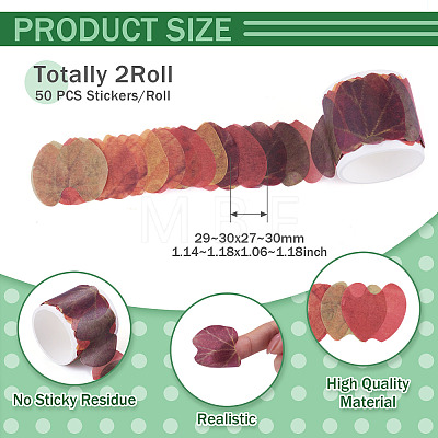 Autumn Leaf Paper Tape Stickers for Card Making DIY-TAC0032-23H-1