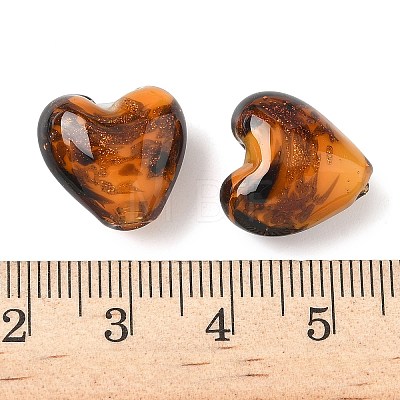 Handmade Gold Sand Lampwork Beads Strands LAMP-Q045-08A-02-1