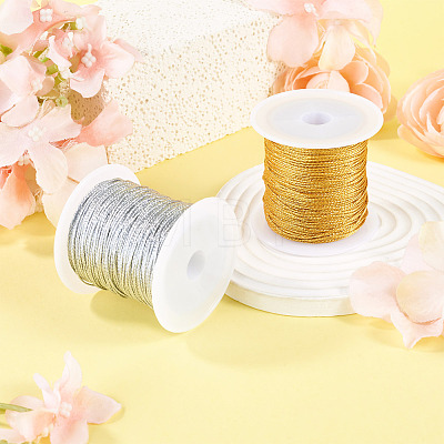 2 Rolls 2 Colors 12-Ply Round PET Metallic Thread MCOR-TA0001-03D-1