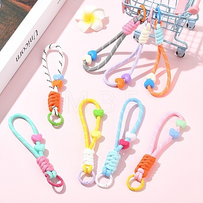 8Pcs 8 Styles Colorful Heart-Shaped Polyester Knot Pendant Decorations ST-CJ0028-14-1