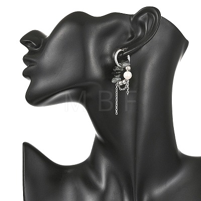 Natural Eagle Eye Stone Chips Drop Earrings EJEW-TA00817-04-1