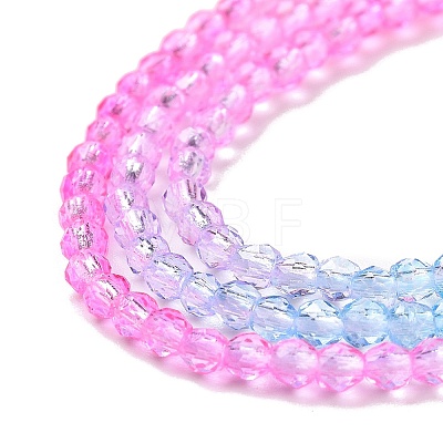 Transparent Gradient Color Glass Beads Strands GLAA-G101-2mm-07-1