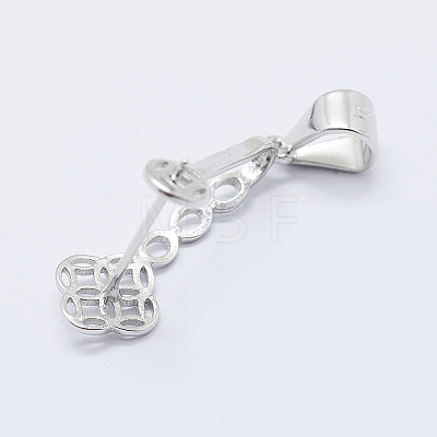 Anti-Tarnish Rhodium Plated 925 Sterling Silver Micro Pave Cubic Zirconia Pendant Bails STER-E054-13P-1