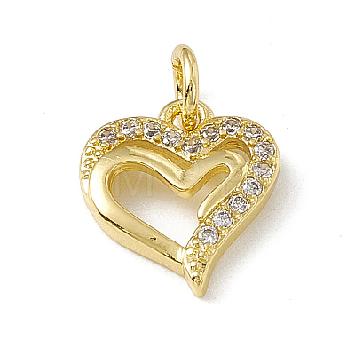 Brass Micro Pave Clear Cubic Zirconia Charms ZIRC-F132-93G-1