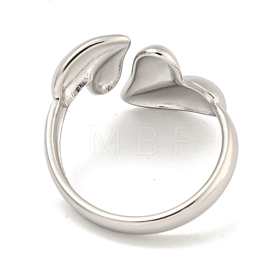 Non-Tarnish 304 Stainless Steel Heart Open Cuff Ring for Women X-RJEW-A043-31P-1