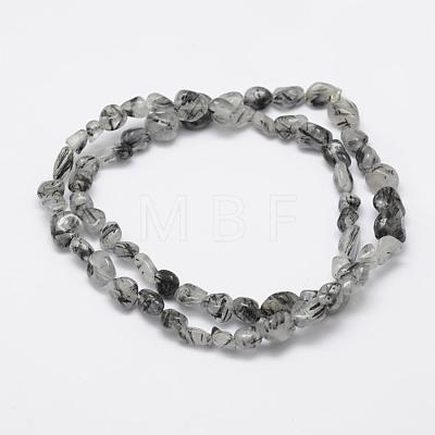 Natural Black Rutilated Quartz Beads Strands G-F521-31-1