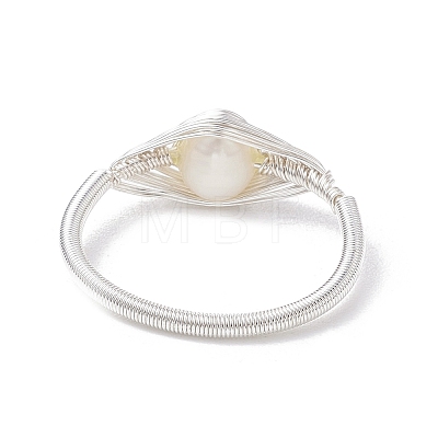 Horse Eye Natural Pearl Finger Rings RJEW-JR00844-02-1