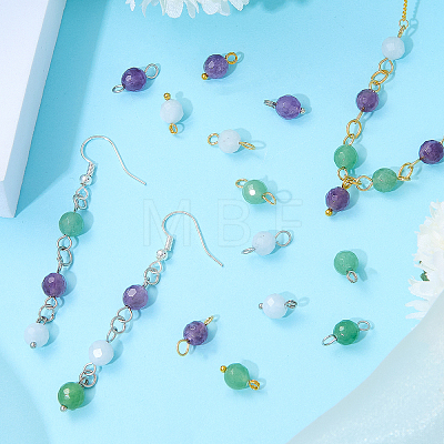 16Pcs 4 Colors Natural Amethyst Pendant and  Connector Charms Sets PALLOY-SW00081-1
