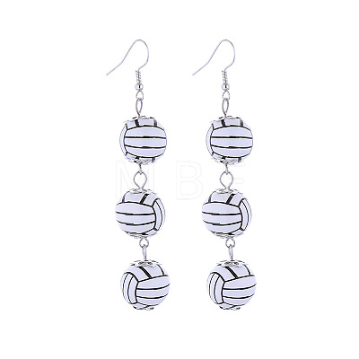 Sports Theme Alloy & Wood Dangle Earrings WGFF172-04-1