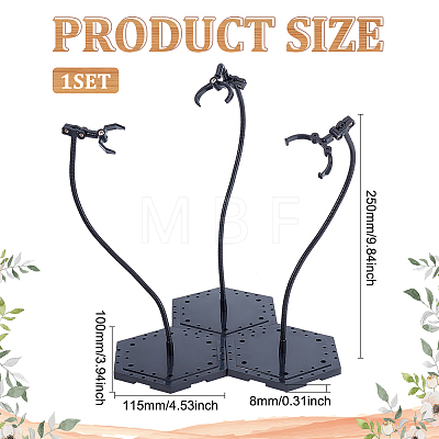 Hexagon Acrylic Doll Stands with Adjustable Snake Bone Bracket ODIS-WH0038-65-1