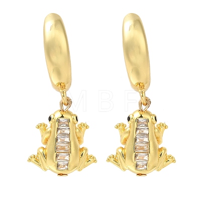 Rack Plating Forg Brass Micro Pave Cubic Zirconia Hoop Earrings EJEW-H016-36G-1