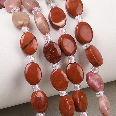 Cherry Quartz Glass & Natural Red Jasper & Sodalite & Green Strawberry Quartz & Rhodonite Beads Strands G-Z135-A06-1