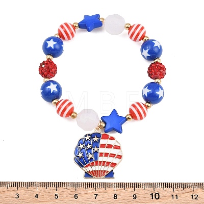 Independence Day Printed Resin Stretch Bead Bracelets for Women RE-CBA6B51-02-1