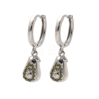 Brass Cubic Zirconia Hoop Earrings EJEW-Q015-02P-B-1