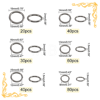   6 Styles Zinc Alloy Linking Rings FIND-PH0010-24-1
