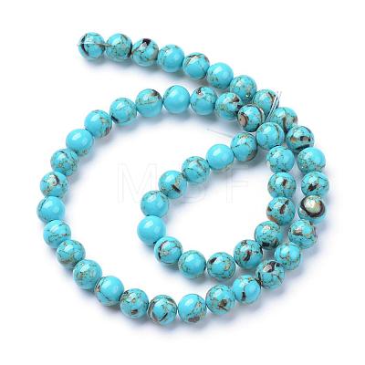 Assembled Synthetic Turquoise and Shell Beads Strands G-S212-8mm-03-1