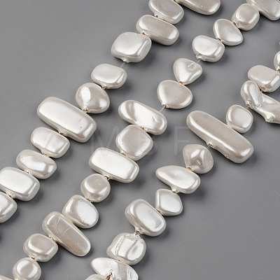 Spray Painted Natural Freshwater Shell Beads Strands SHEL-S276-89D-1