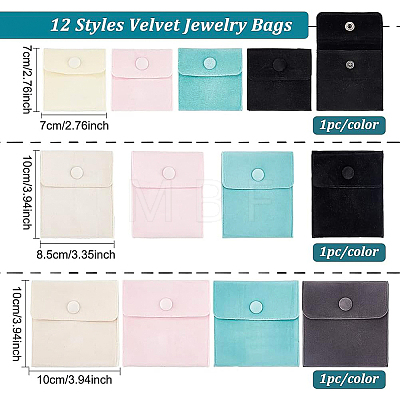 12Pcs 12 Styles Velvet Jewelry Bags ABAG-BC0001-35-1