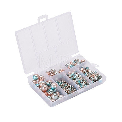 497Pcs 5 Style Rainbow ABS Plastic Imitation Pearl Beads OACR-YW0001-09A-1