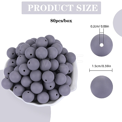 80Pcs Round Silicone Focal Beads SIL-SZ0001-24-22-1