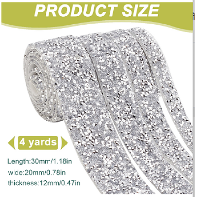 GOMAKERER 4 Yards 4 Styles Glitter Resin Hotfix Rhinestone(Hot Melt Adhesive On The Back) DIY-GO0001-99-1