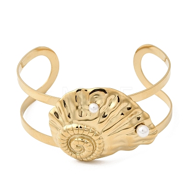 Stylish 304 Stainless Steel Cuff Bangles BJEW-K302-01D-G-1