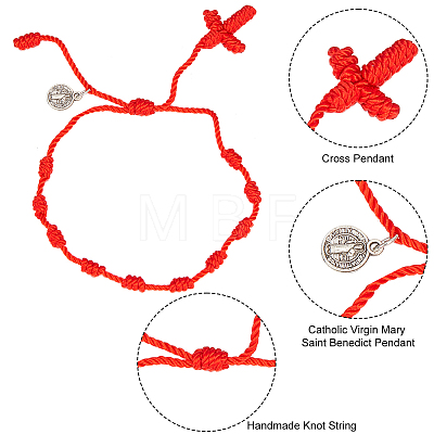 ANATTASOUL 6Pcs 2 Color Saint Benedict Medal Alloy Charm Bracelets Set BJEW-AN0001-71-1
