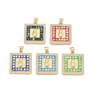 Brass Micro Pave Clear Cubic Zirconia Pendants KK-N254-216G-A-1