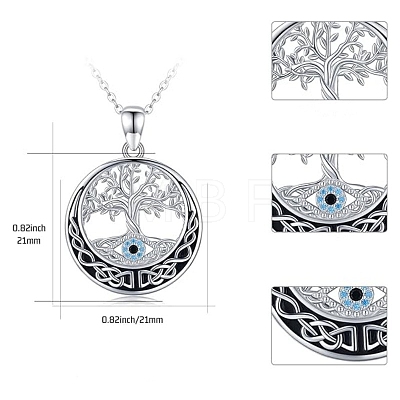 Gothic Alloy Rhinestone Tree of Life Pendant Necklaces for Women PW-WG4F1F7-01-1