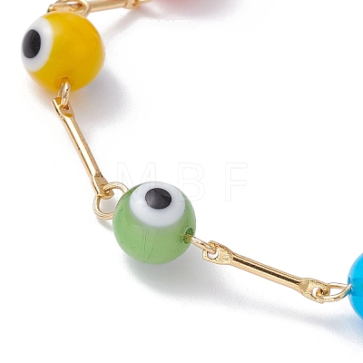 Lampwork Evil Eye Link Chain Bracelets BJEW-JB10043-1