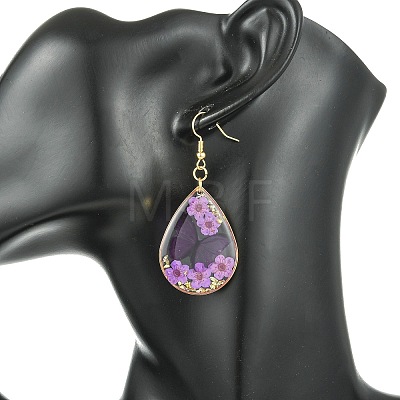 Transparent Epoxy Resin Dangle Earrings EJEW-JE07205-01-1