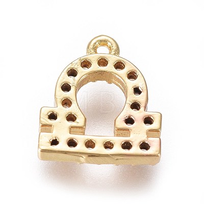 Golden Plated Brass Micro Pave Cubic Zirconia Charms ZIRC-L075-51G-1