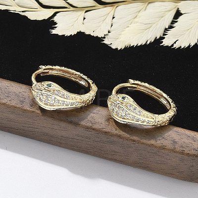 Brass Clear Cubic Zirconia Hoop Earrings EJEW-Q014-20G-1